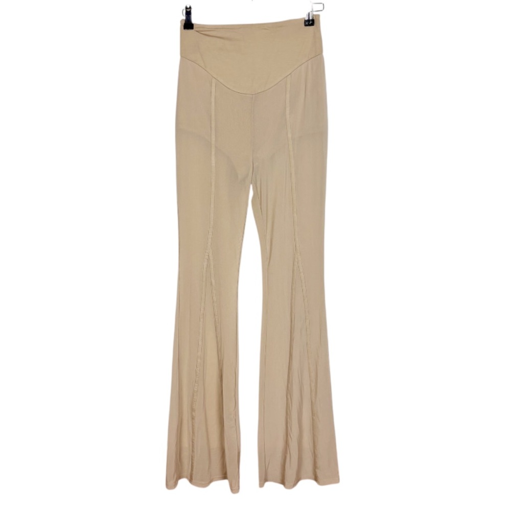 Kaylee Kollection Pants Size Medium Nylon Flare Beige - Picture 9 of 9